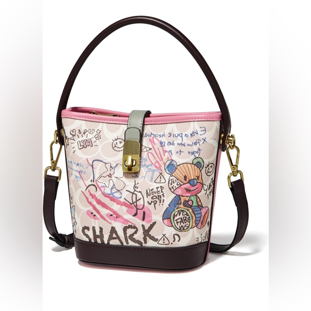 FOXLOVER Fabric Bucket Crossbody Bags for Women Top-Handle